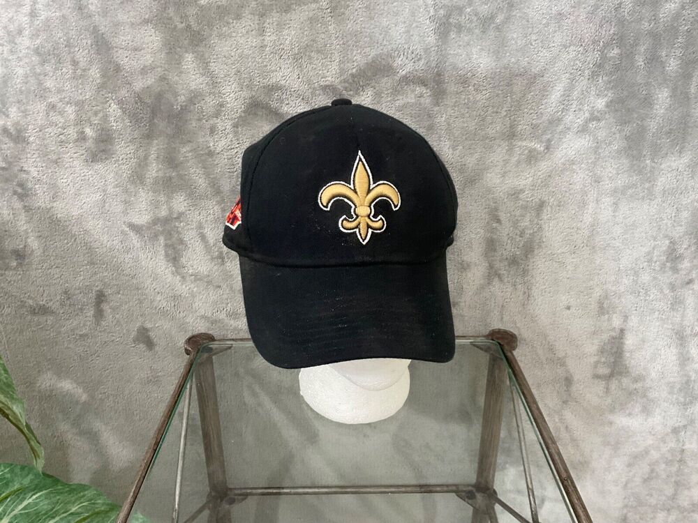 Reebok NFL New Orleans Saints Super Bowl Patch stretch cap hat OSFM Black